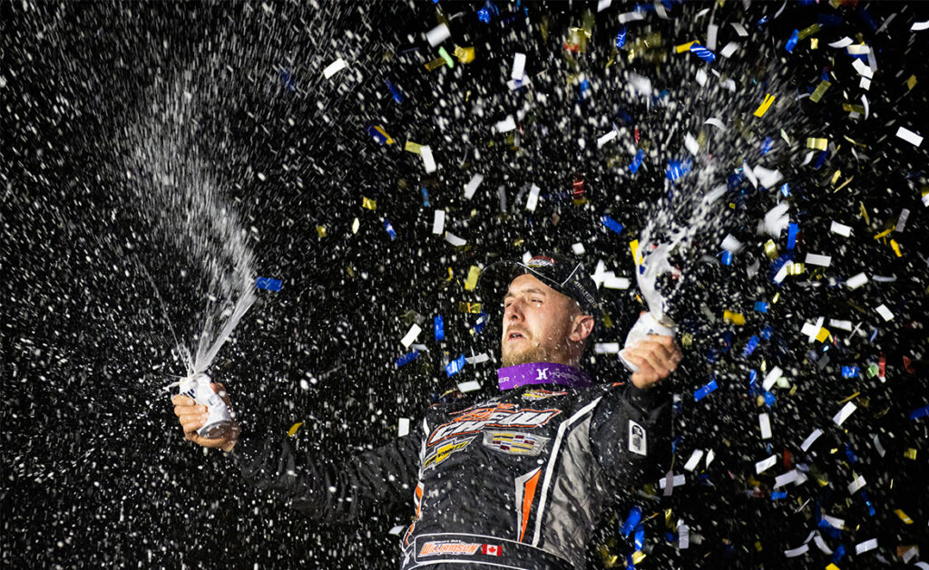 Mat Williamson in Victory Lane at Weedsport Speedway